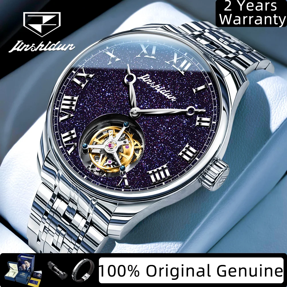 

JSDUN 831 часы для мужчин с турбийоном, механические роскошные мужские часы, синтетическое сапфировое зеркало, 50 м, водонепроницаемые полые часы с римской шкалой