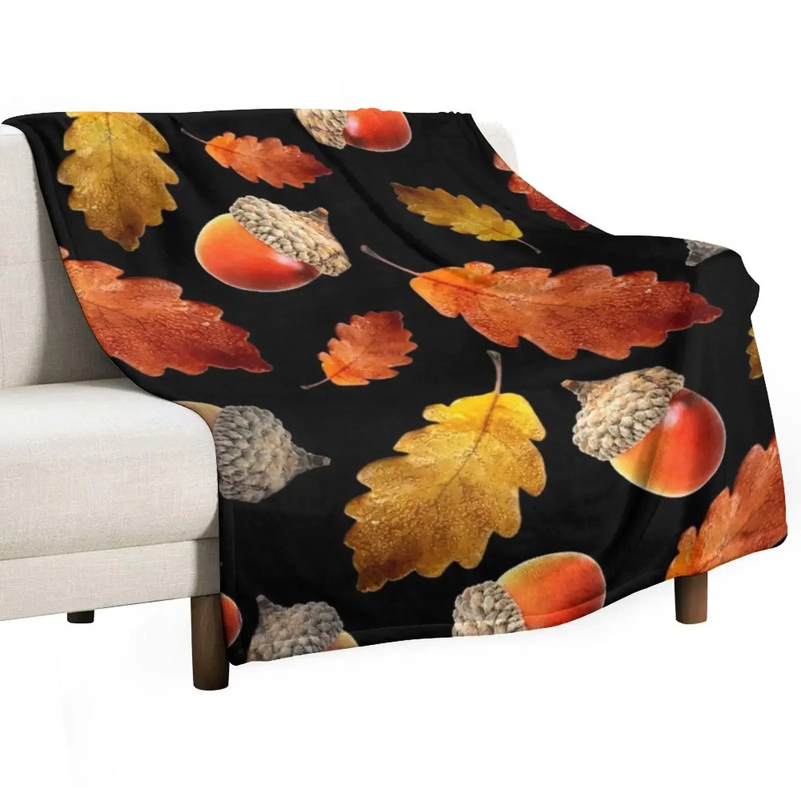 

Acorns and colorful oak leaves, great natural prints Throw Blanket Beautifuls Designers for winter Hairys Blankets