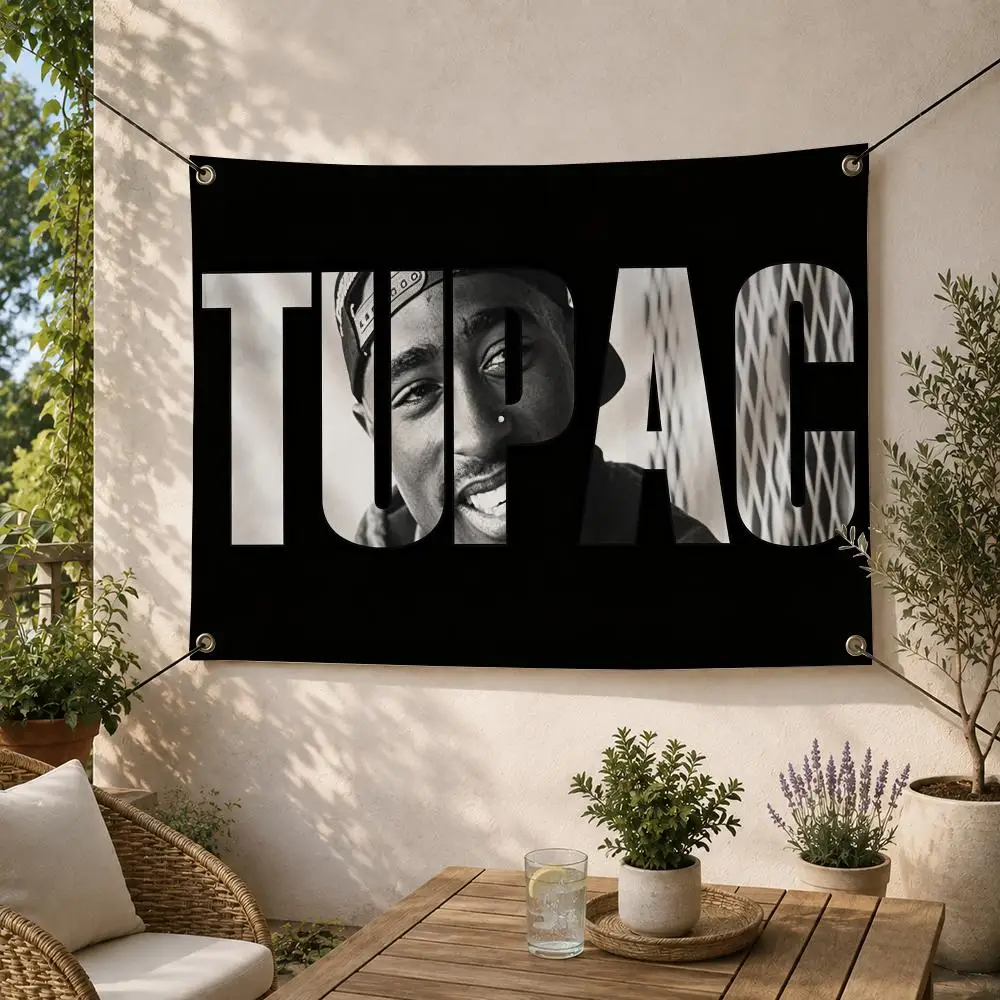 Rapper HipHop 2-2Pac Rap Music Flags Decorative Flag Banner for Outdoor Garden Yard Camping Party Home Wall Hanging Decor
