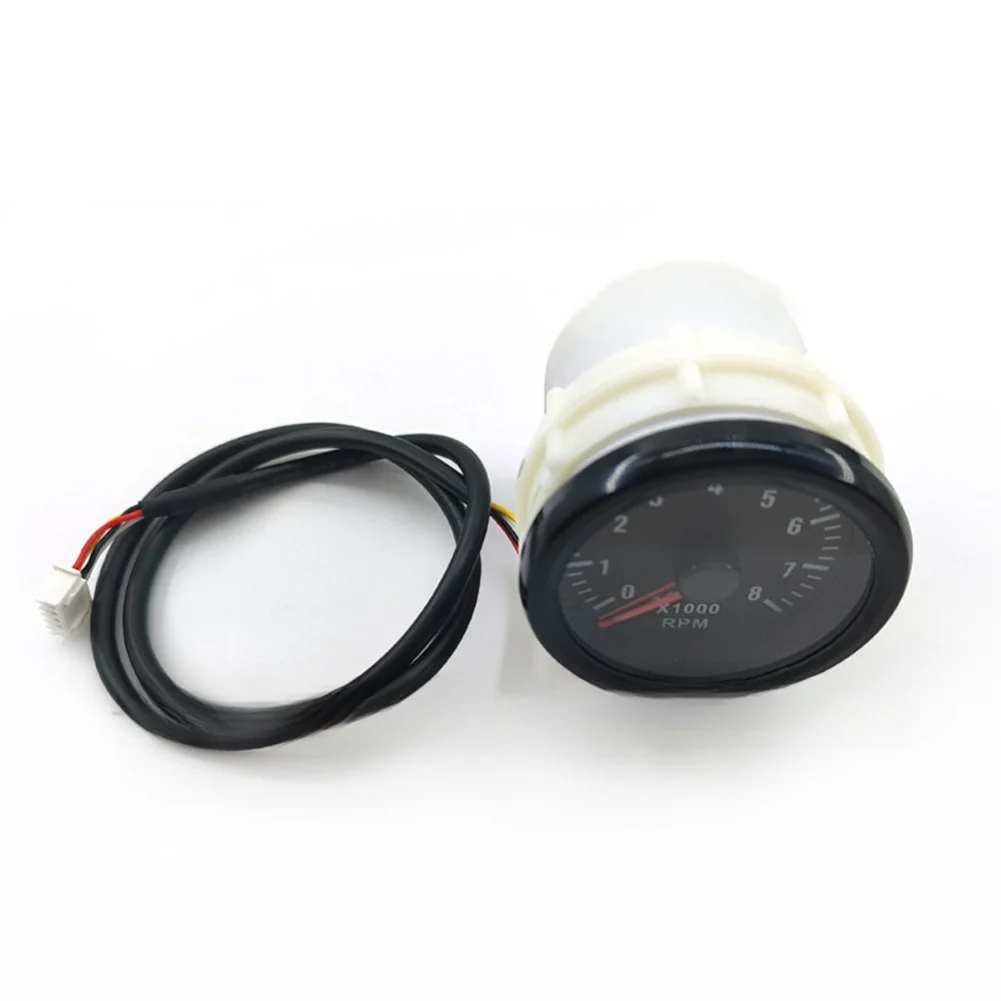 Electrical Tachometer 52MM 0-8000 RPM for Gas Engines Compatible with 2-8 Cylinder Vehicles Including Boats and Yachts