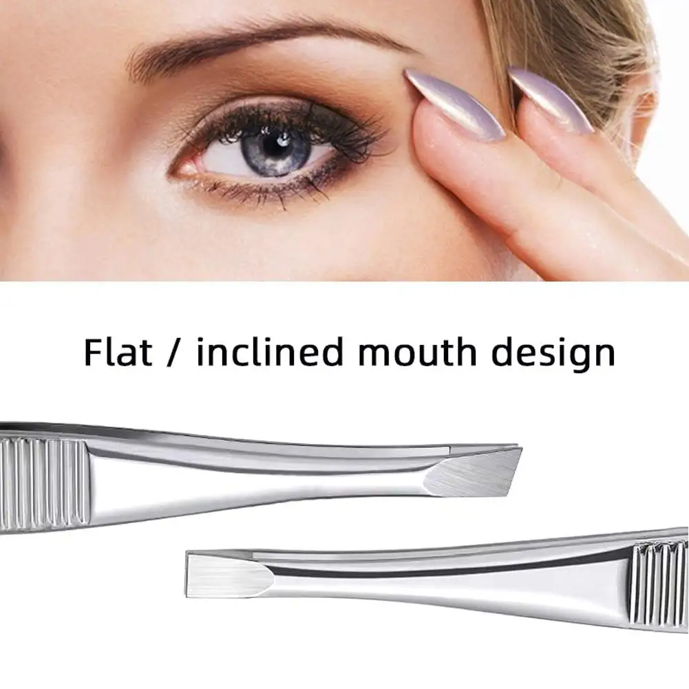 Professional Stainless Steel Hair Removal Clip Eyebrow Hair Face Tip Tool Remover Tweezers Beauty Slant Makeup P1S9