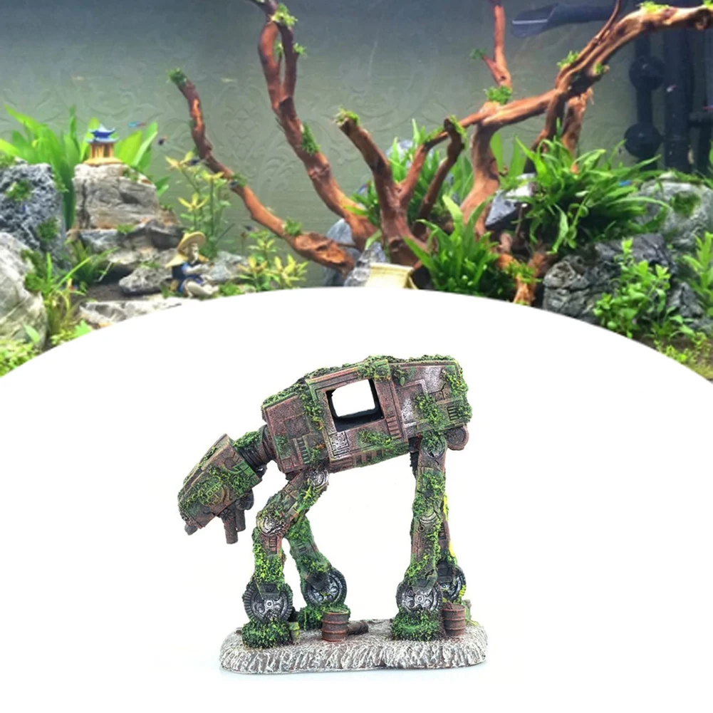 Robot Dog Shape Aquarium Landscape Decoration Simulation Fish Tank Decoration Resin Crafts Environmental Pet