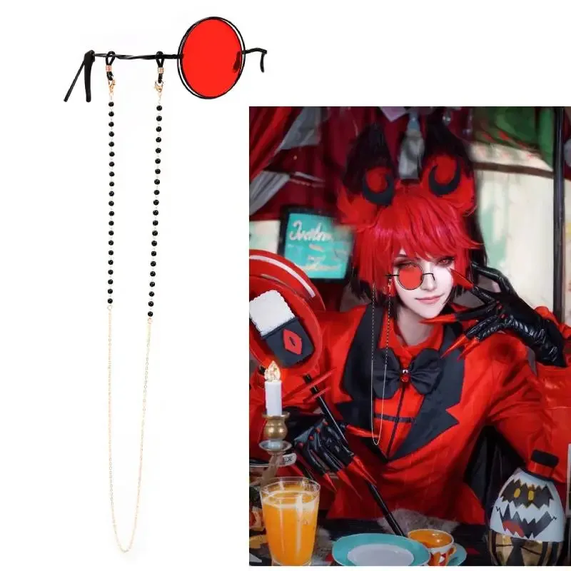 

DAZCOS Alastor Cosplay Glasses and Eyeglasses Chain Anime Accessory Monocular Sunglasses Halloween Carnival Accessories