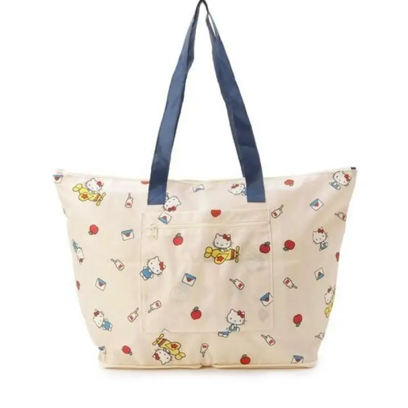 لطيف الكرتون Kawaii مرحبا كيتي سعة كبيرة المحمولة حقيبة تخزين قابلة للطي حقيبة تسوق حقيبة كتف في الهواء الطلق للخروج