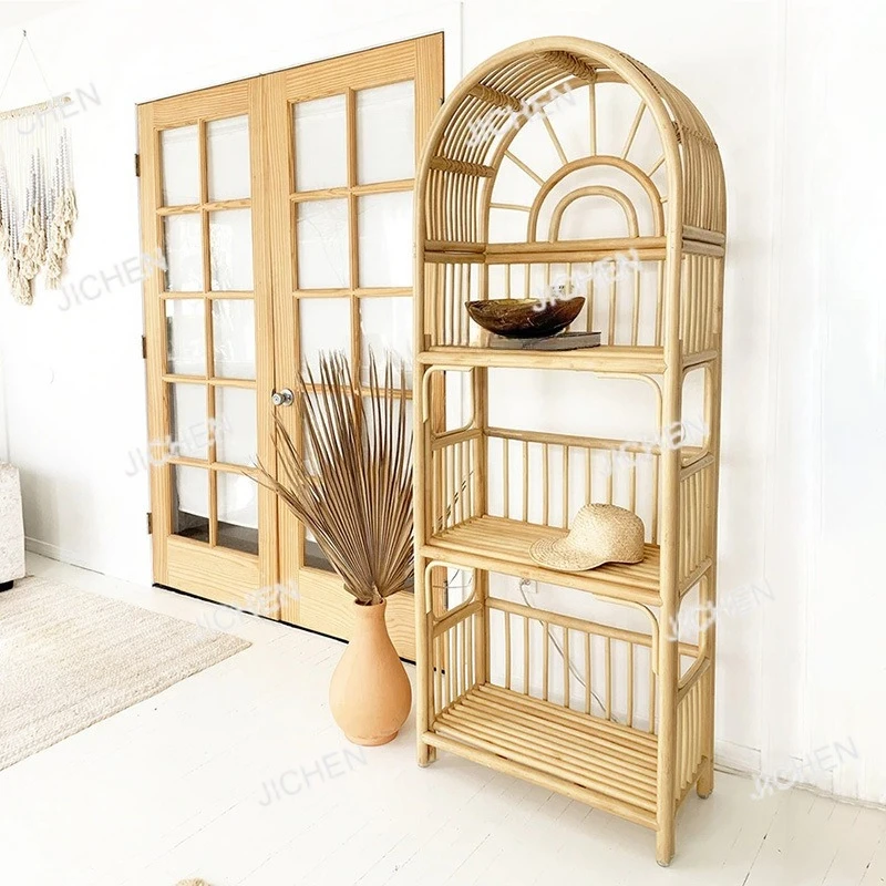 Estante de vime, prateleira do chão ao teto, armário de armazenamento, multicamadas, nórdico, videira real, cama de casa e estante de armazenamento simples