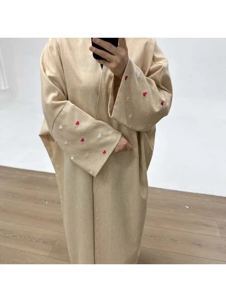 2025 Ramadan Eid Open Butterfly Moon Heart Modest Kimono Abaya Dubai Turkey Muslim Dress Abayas for Women Kaftan Kebaya Caftan