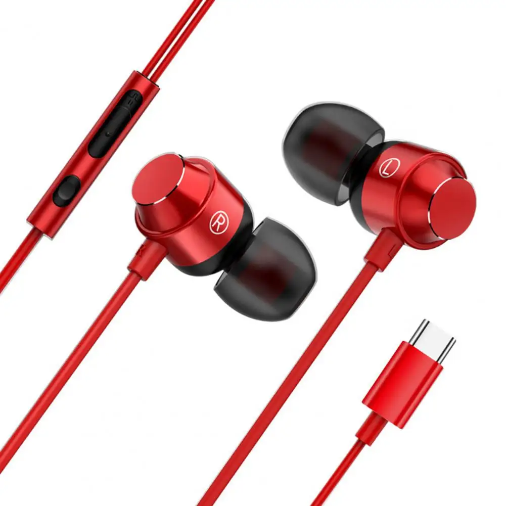 In-ear Wired Control Stereo Type-C Earphone Earbuds Sport Headset with Mic for Mobile Phone