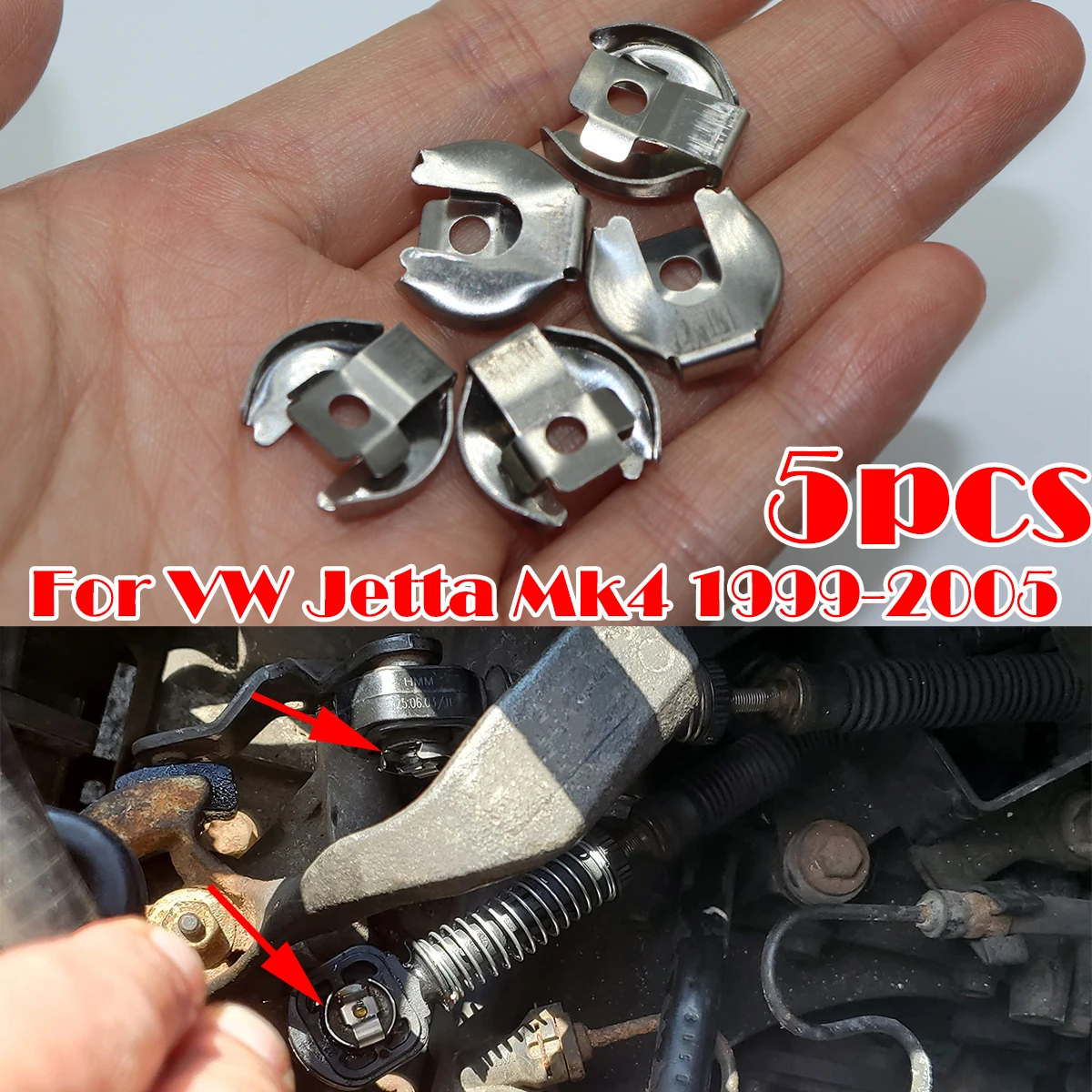 

5Pcs N90815903 Lock Washer Bowden Gear Selector Cable Connector Shift Linkage End Retaining Clip For VW Jetta Mk4 1999.5-2005