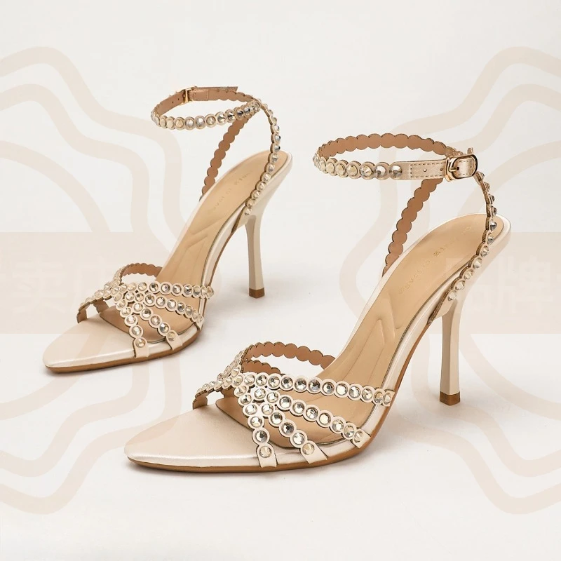 New Women's Shoes Exquisite Rhinestone High Heel Sandals for Woman Elegant Wedding Guest Shoes Designer Shoes Sandalias De Mujer