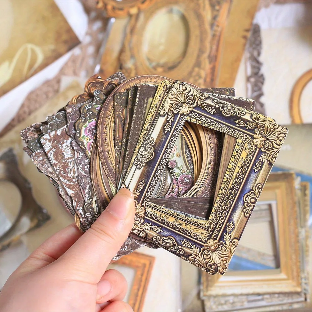 Journamm 80pcs Frame Paper Sticker Pack Vintage Sticker Decor Sticker Junk Journal Supplies DIY Scrapbooking Planner Collage
