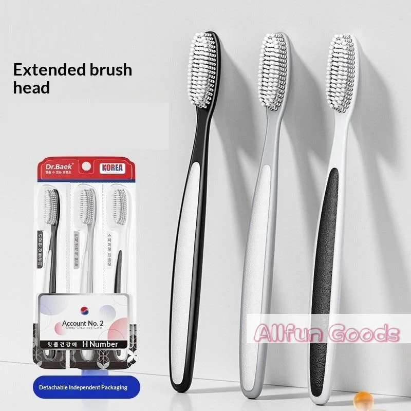[TG835]1/3/4 PCS Black White And Gray High End Color Combination Pack Long Large Head Toothbrush Hard Deep Cleaning For Adults