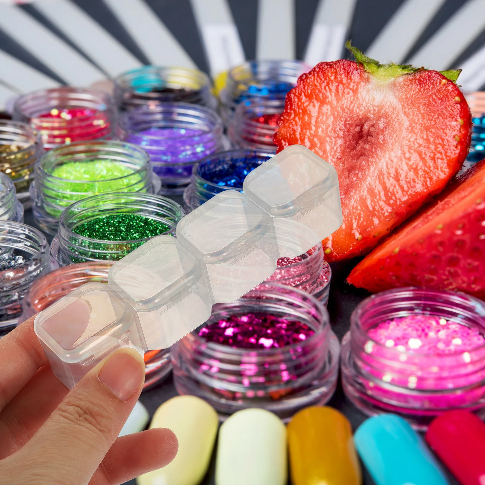 

Nail Art Storage Box Clear PP Multi Grid Container for Rhinestones Jewels DIY Accessories ganizers Home Shop