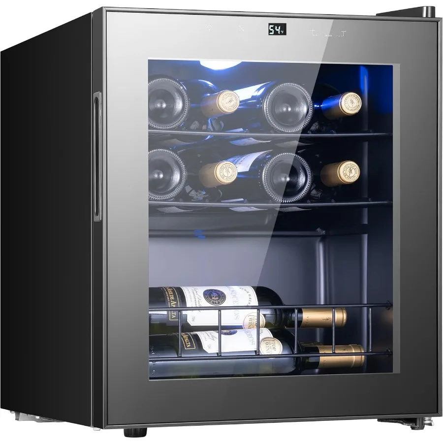 

12-Bottle Wine Fridge with Glass Door Adjustable Temperature Control from 38F to 65F Freestanding or Under Counter Mini Refrige