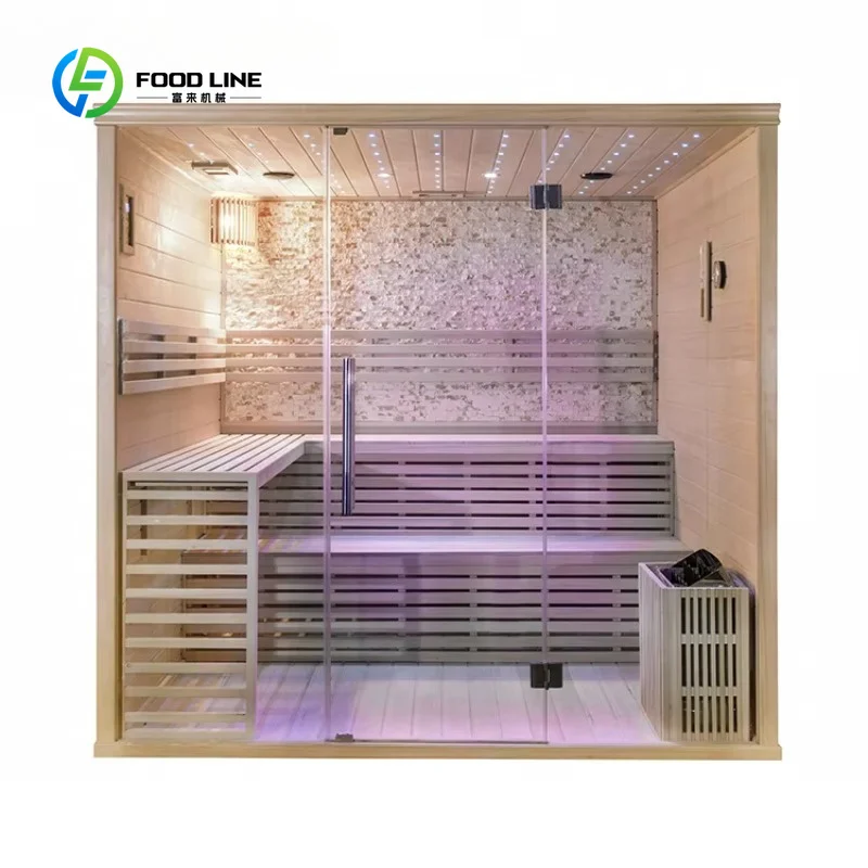 Customized Outdoor Sauna Room Canadian Red Cedar Weatherproof 4-6 Person Traditional Steam Far Infrared CE Certified