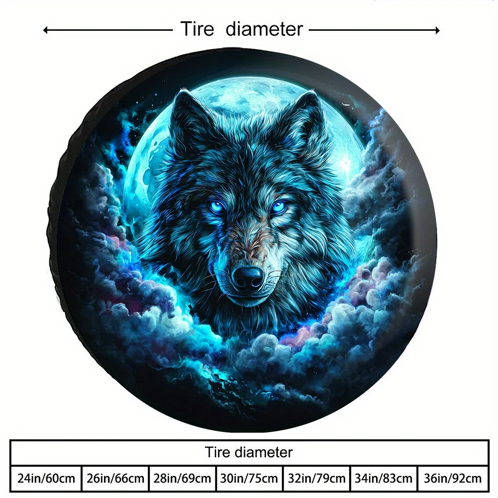 

Wolf Moon Cloud Spare Tire Cover Durable Polyester Universal