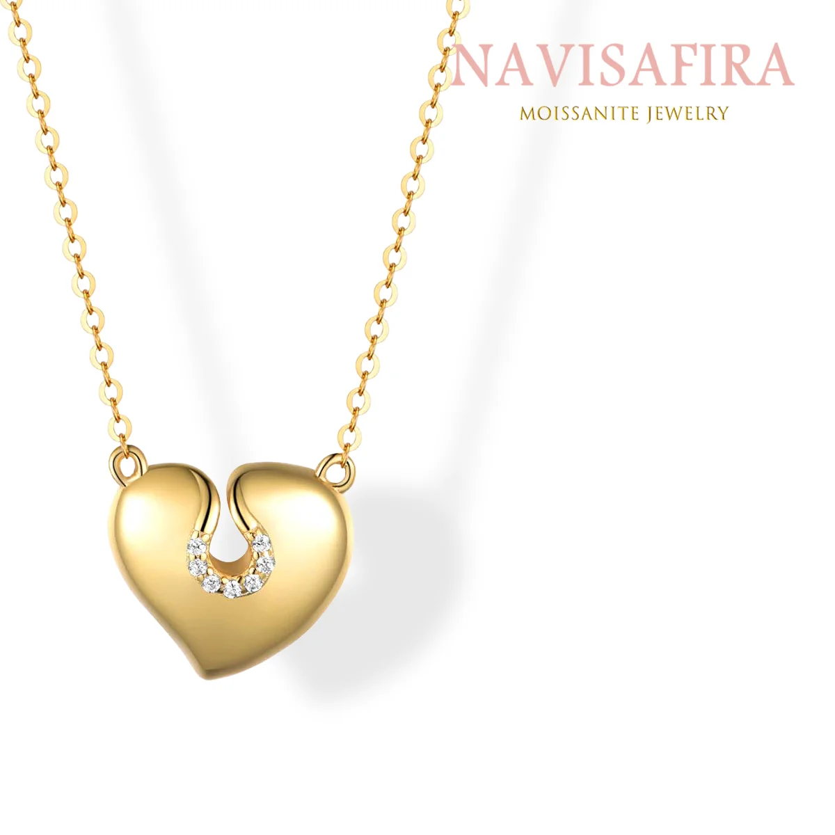 

S925 Heart-Shaped Moissanite Necklace, Minimalist Gold Chain for Everyday or Gifting