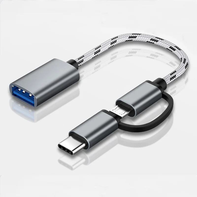 2 in 1 Type-C OTG Adapter Cable for Samsung S10 S10  Xiaomi Mi 9 Android MacBook Mouse Gamepad Tablet PC Type C OTG USB Cable