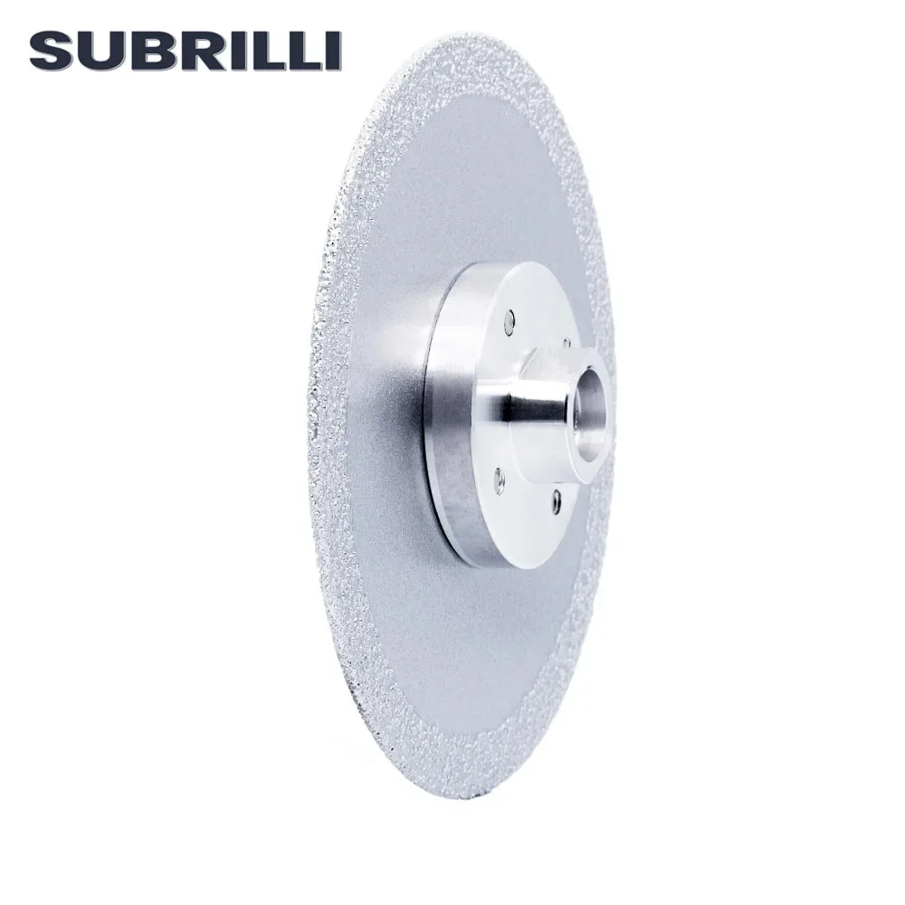 Gerinda Potong Berlian Vacuum Brazed SUBRILLI 125mm 5 inci Dua Sisi Dengan Flens Ulir M14 5/8-11 Serbaguna