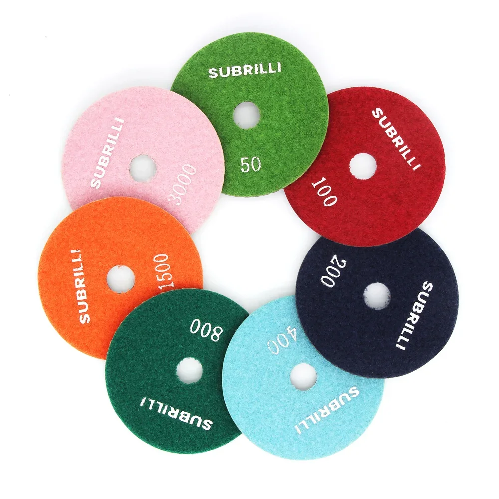 SUBRILLI 4inch Diamond Polishing Pad For Granite Marble Concrete 100mm Grinding Discs Abrasive Tool 1piece