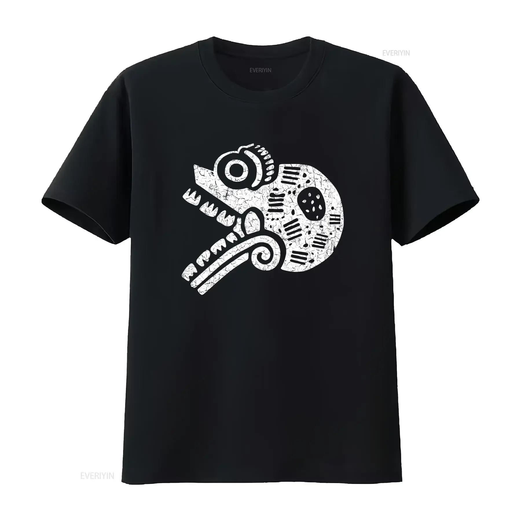 Aztec Skull T Shirt Aztecs Empire Tattoo Style American Indians Tribe Symbol Sign Print vintage Washed Casual Breathable