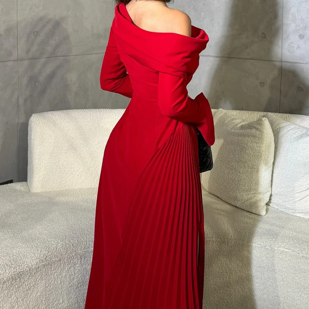 One-Shoulder Evening Dress Sexy Women 정장원피스 Vestidos de festa Dubai Elegant Pleat Formal Occasion Cocktail Party Prom Gown