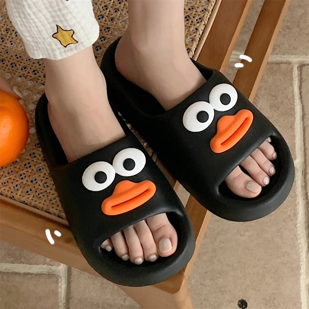 Women Slipper Couple Funny Duck Cute Cartoon EVA Anti Slip Soft Thick Sole Slippers Summer Bathroom Cool Slippers For Men