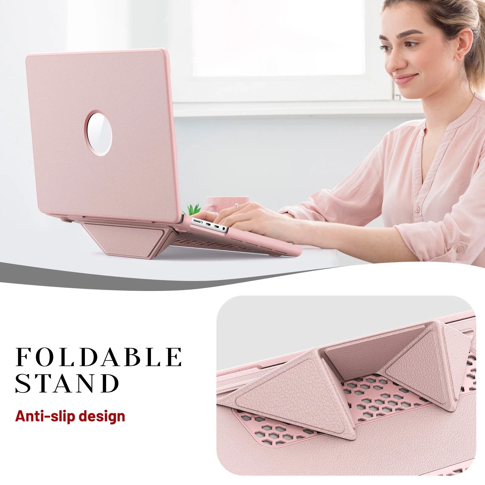 Cut Logo Stand Laptop Case For Macbook Pro 14 Case M5 2025 for Macbook Air 13 Case M4 15 in funda Mac Book M1 M2 M3 Pro 16 Cover