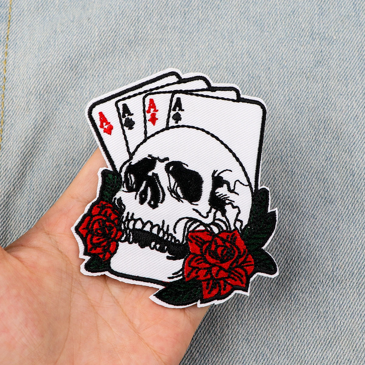 Skeleton Patch for Clothing Iron on Embroidered Sewing Applied Sew On Fabric Badge DIY Apparel Accessories