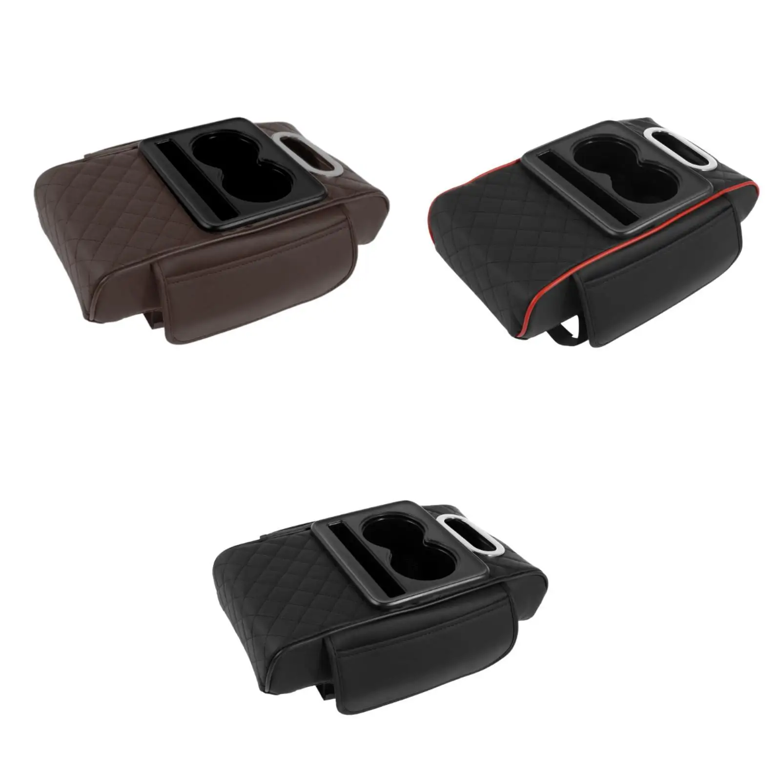 

Подлокотник для центральной консоли автомобиля из искусственной кожи, прочная удобная подушка с подстаканником и слотом для телефона для чехла на автомобильное сиденье