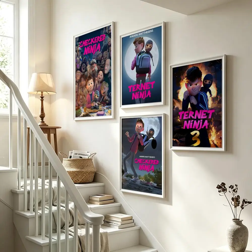 movie Checkered Ninja Poster Poster HD Waterproof Self-adhesive Art Print Wall Decor for Bedroom Living Room Gift