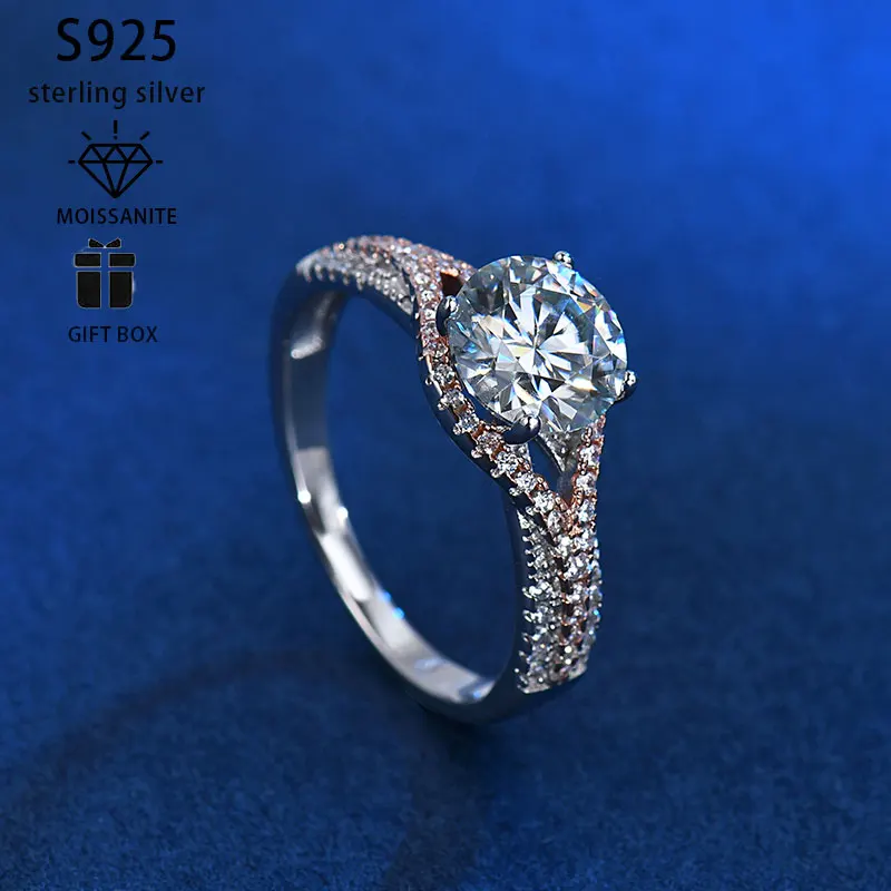 

INZEN 2 Carat Moissanite 925 Silver Romantic 3.2g Ring - Versatile Styles for Everyday Elegance or Weddings, Certified Quality