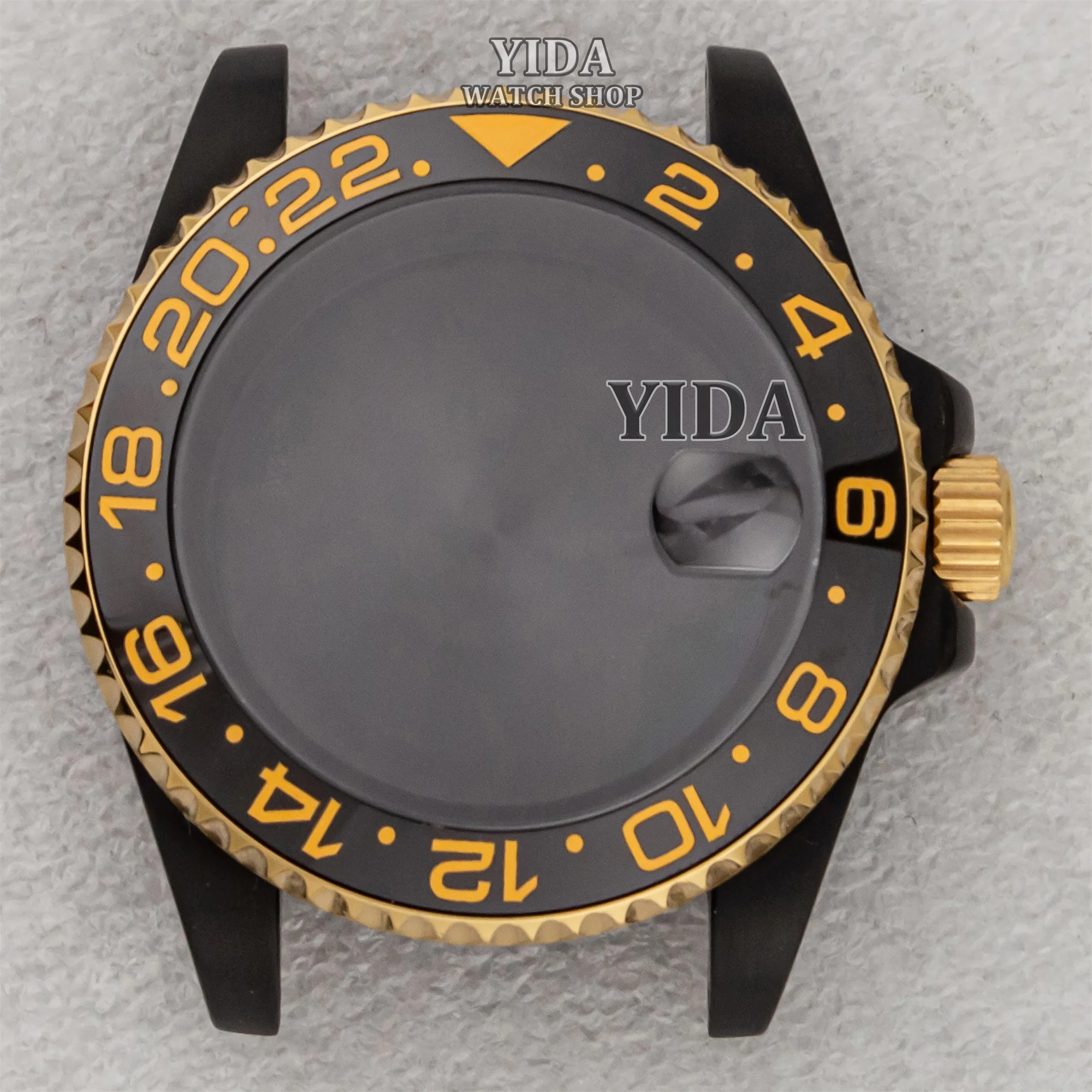 40 مللي متر حافظة ساعة سوداء 316L الفولاذ المقاوم للصدأ الياقوت الزجاج السيراميك الحافة ل NH34 NH35 NH36 الحركة التلقائية الفرعية GMT أجزاء وزارة الدفاع #2