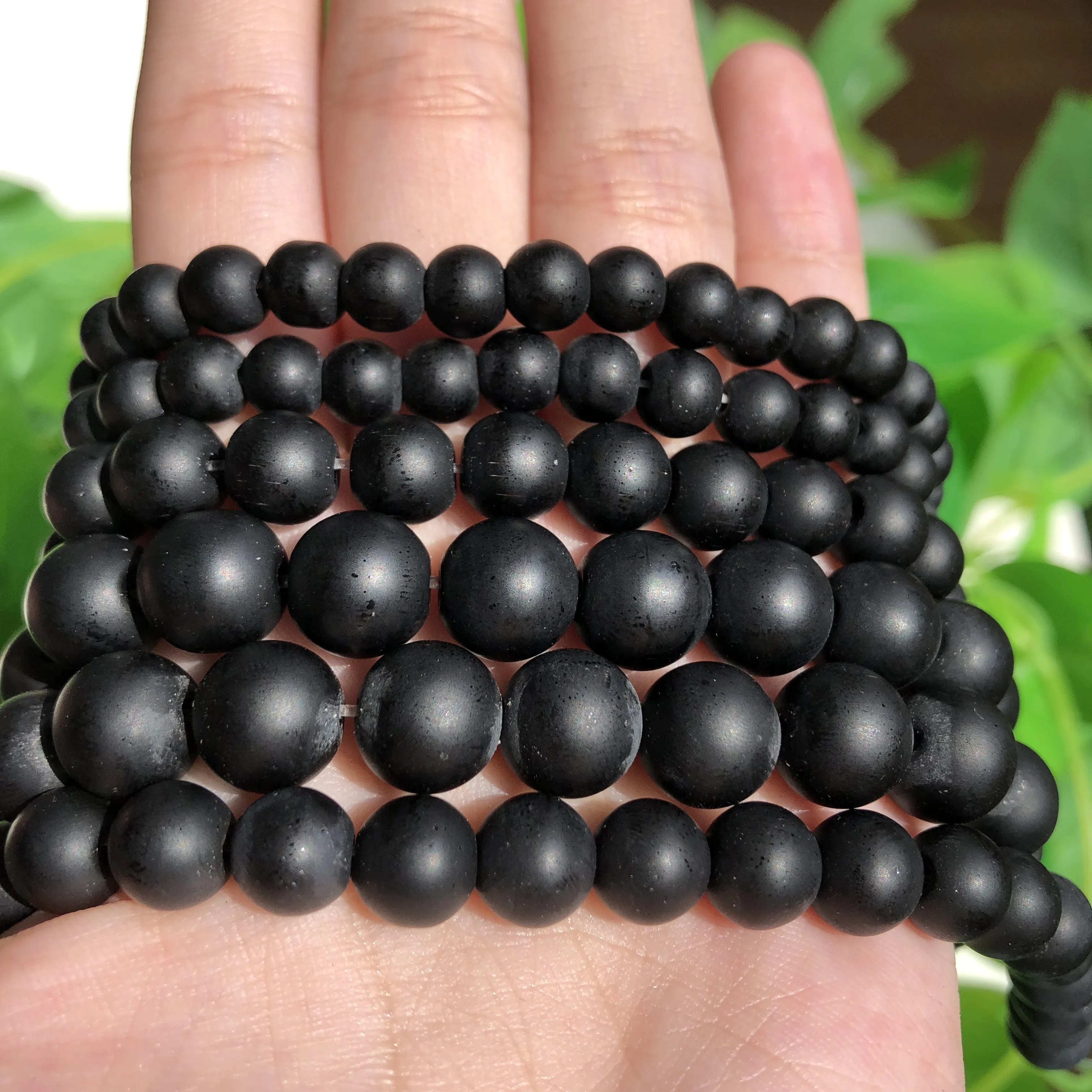 4 6 8 10 12mm AAA Natural Stone Black Dull Polish Matte Agates Onyx Frost Round Loose Bead For Jewelry Making DIY Bracelet