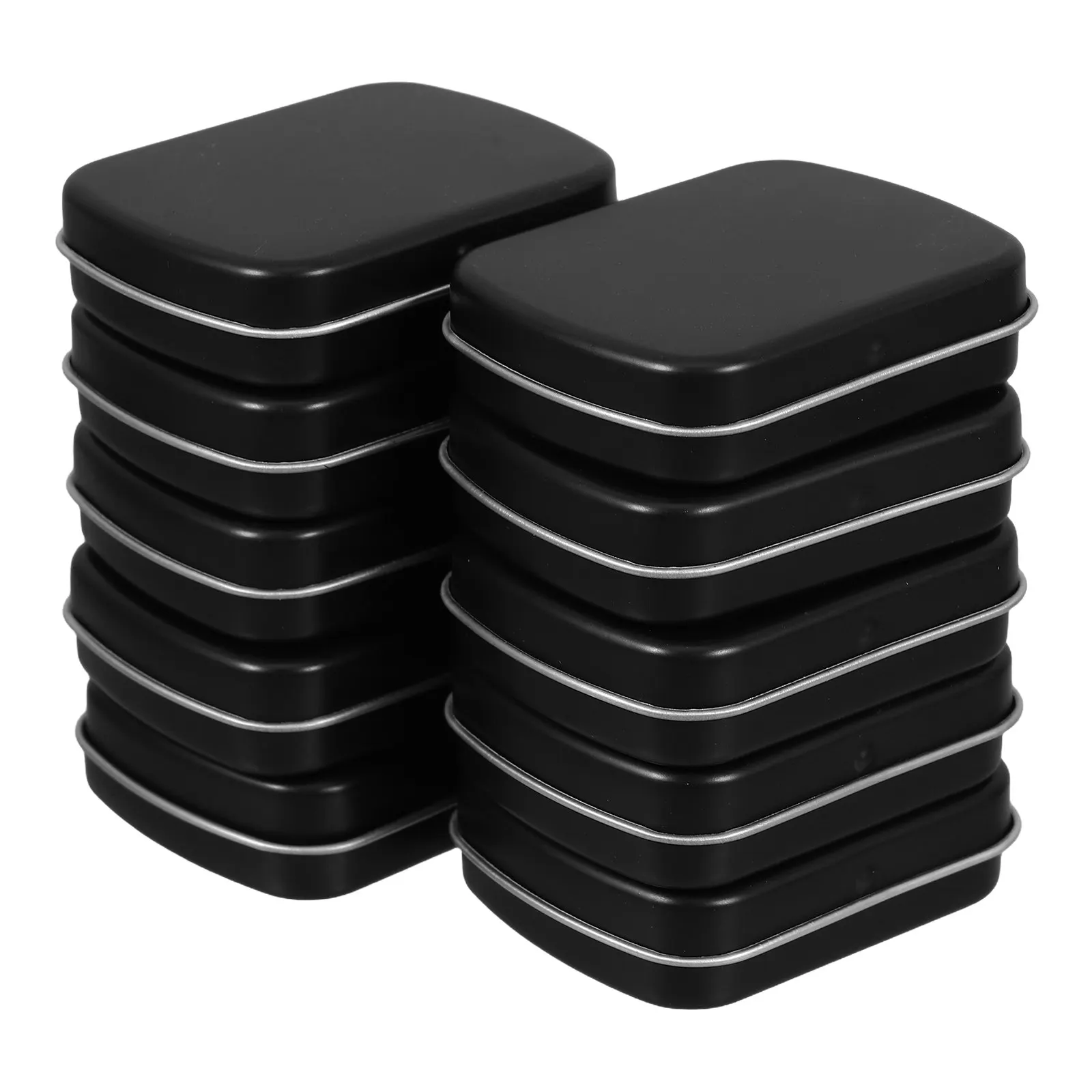 10Pcs Small Rectangular Tin Box Portable Metal Tinplate Container for Candy Mints Supplements Travel Office Desk Organizer