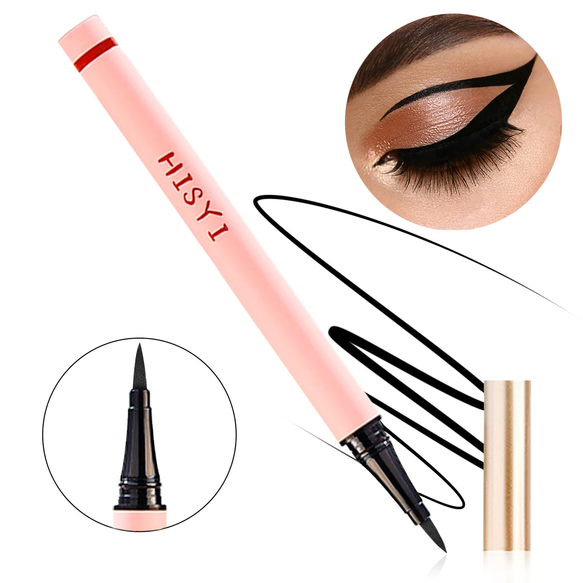 Eyeliner liquid pen is smooth and easy to color, quick-drying, thin head, waterproof and non-smudge, makeup holding eyeliner