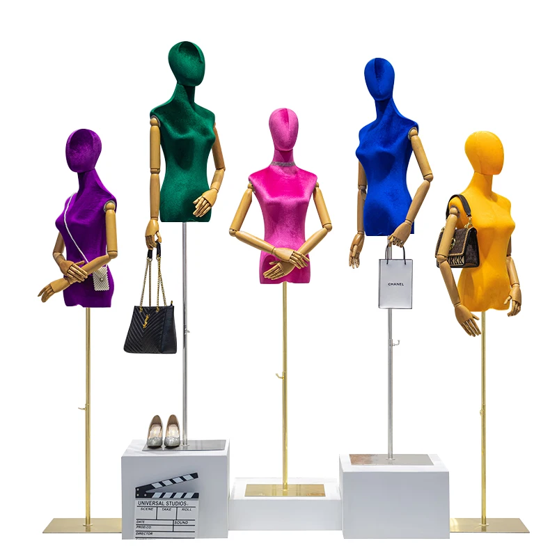 

CustomColor Velvet Mannequin Props Female Half Body Clothing Store Window Dummy Mannequin Wedding Dress Display Stand