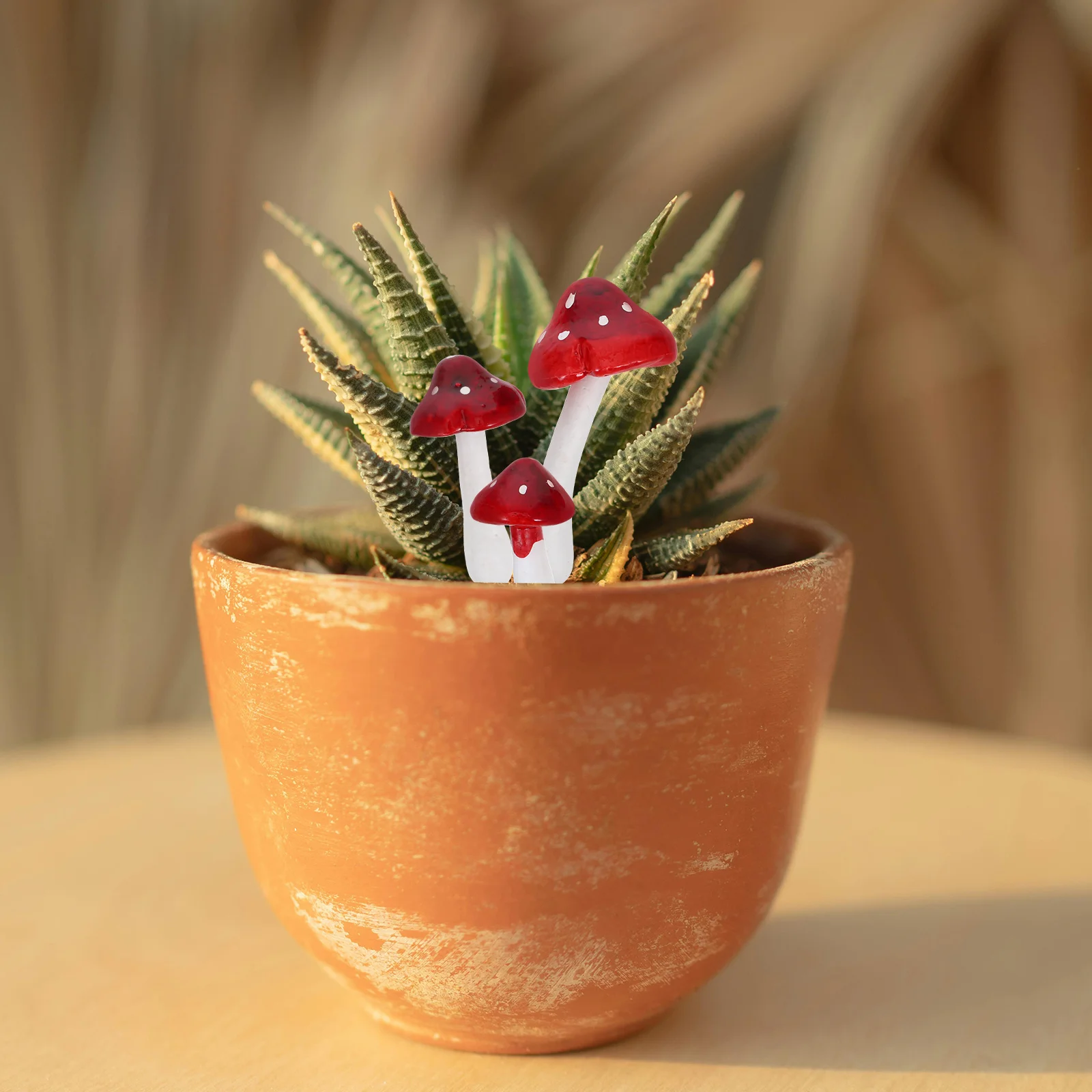 

6pcs Red Foam Mushrooms Fairy Garden Decorative Mushroom Stakes Mini Picks Fake Plants For Bonsai Craft Landscape Statue Yard