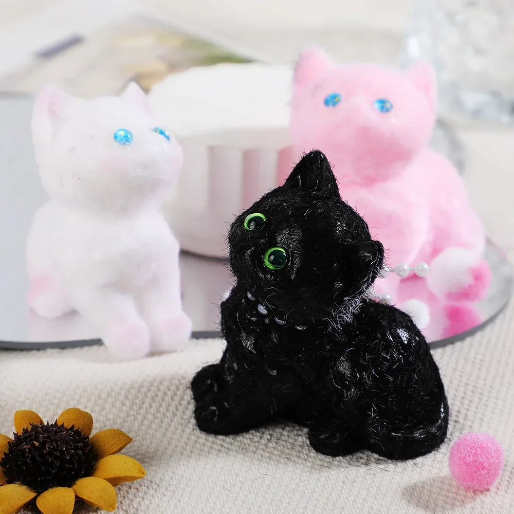 7cm Cute Mochi Cat Squishy Toy TPR Stress Relief Sensory Pinch Fidget Cartoon Cat Fluffy Soft Squeeze Toy 3D Decompression Toy