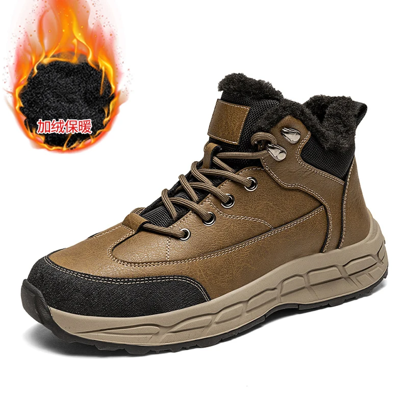 

Super Warm Winter Men Boots With Fur Men Sneakers Fashion Snow Boots Men Suede Leather Shoes Winter Men Snow Shoes Hombres Botas