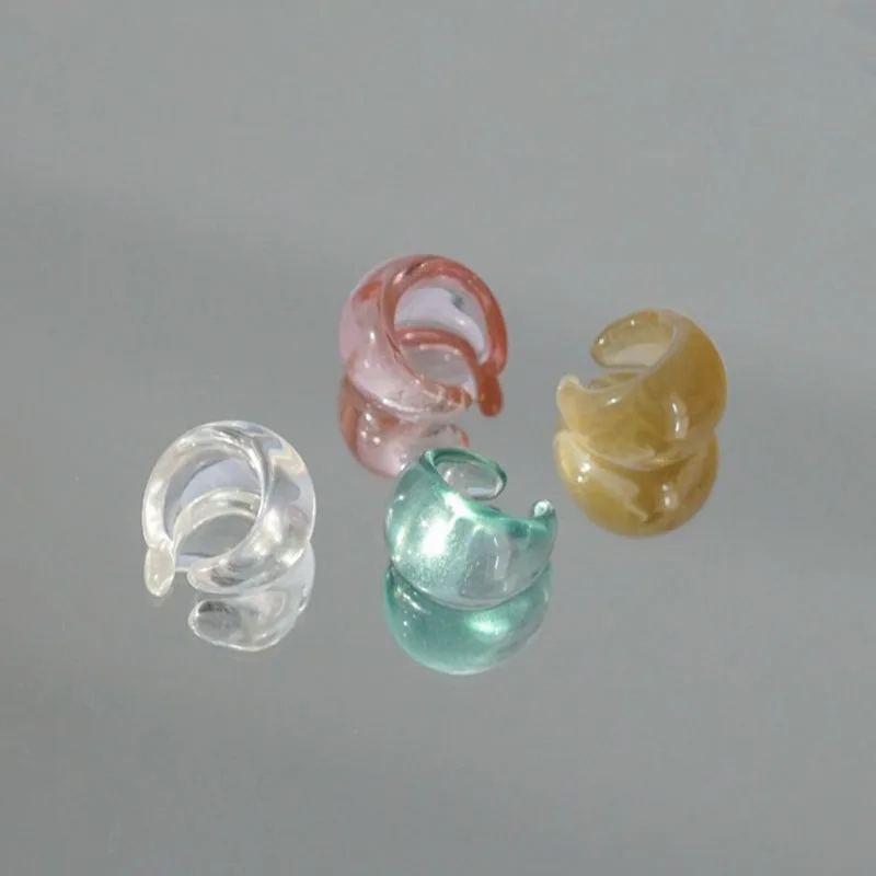 Resin ear cuff earrings for women dopamine color clip on earrings summer cute jewelry for teenage girls
