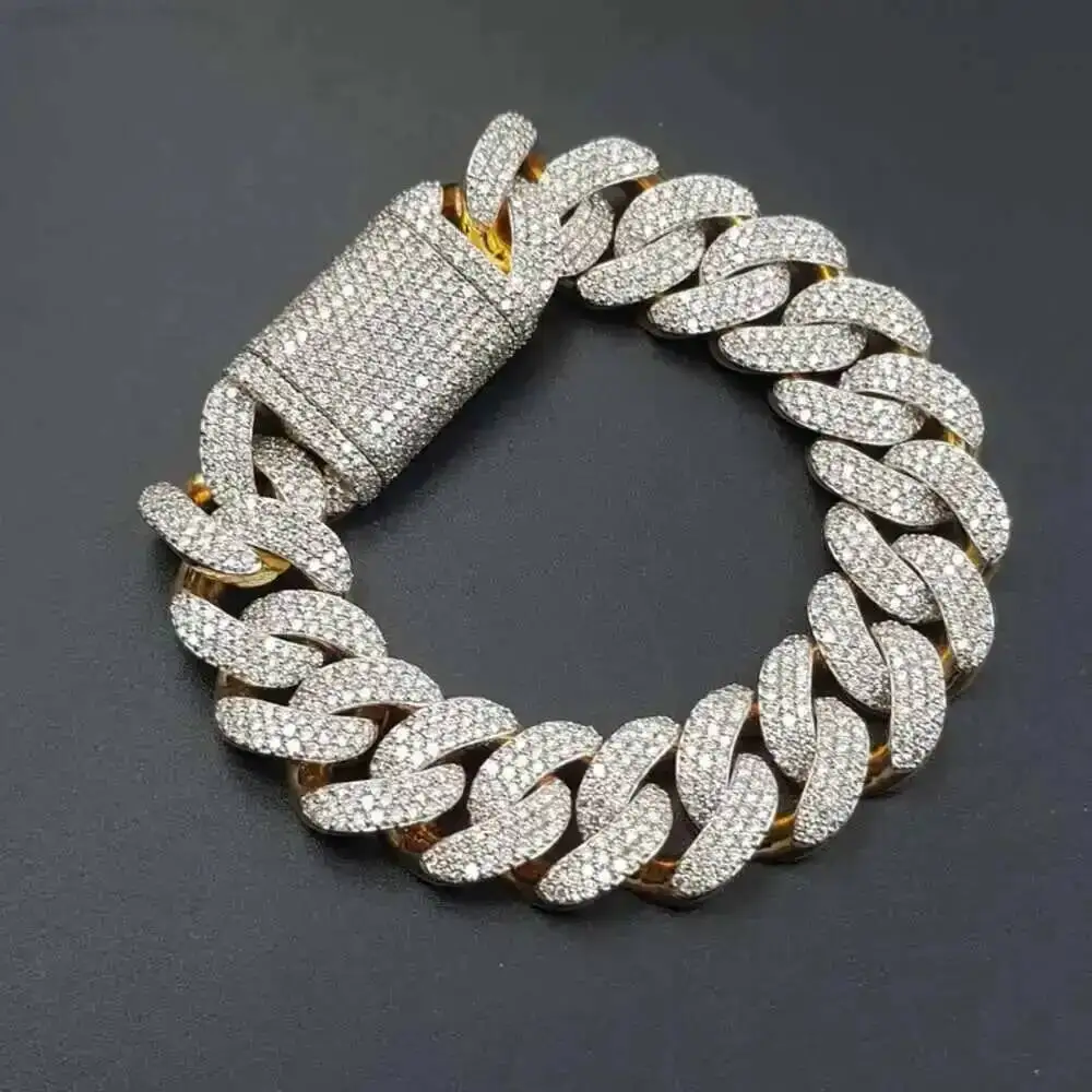 

Ювелирные изделия в стиле хип-хоп, 18 мм, стерлинговое серебро 925 пробы, Iced Out Vvs, муассанит Майами, кубинская цепочка