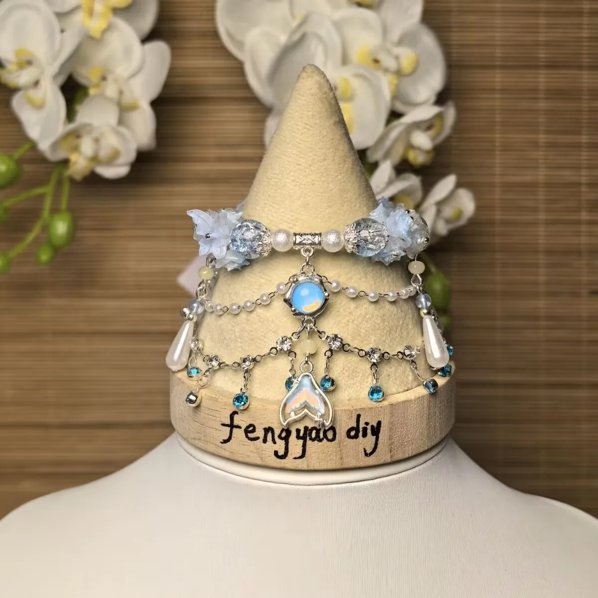 لانبو |   شلالات حورية البحر، سوار فراشة ذيل التصميم الأصلي أزرق رائع على الطراز القديم هدية على الطراز الصيني