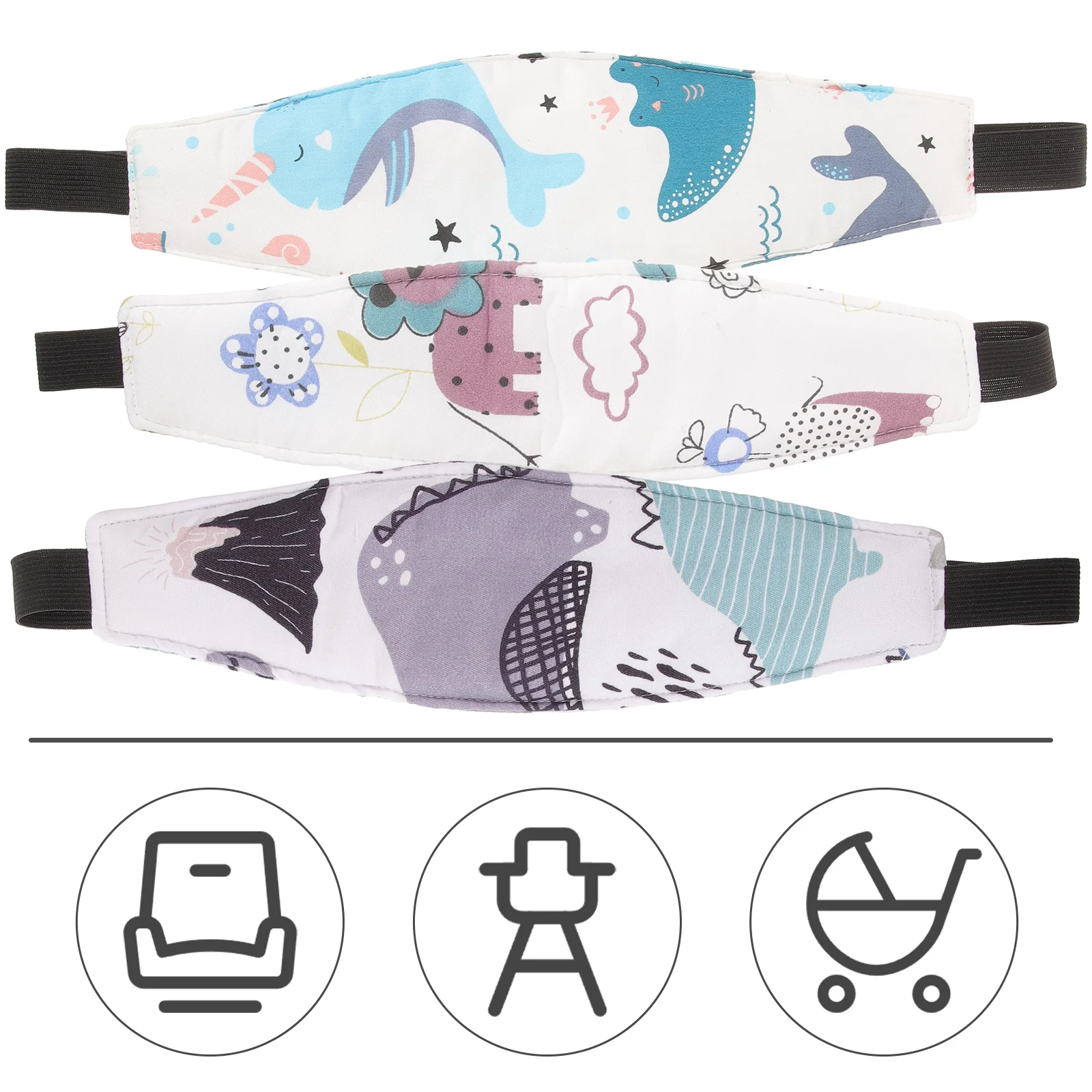 3 Pcs Baby Stroller Safety Seat Strap Toddler Sleep Head Support for Car Band Seats Animal Pure Cotton Sleeping Essential Child