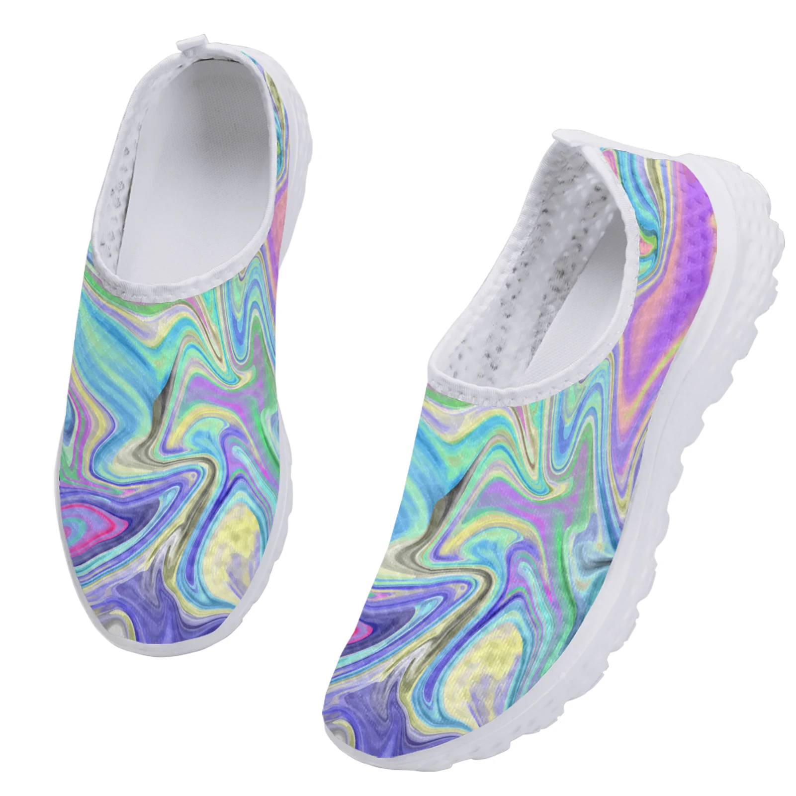 INSTANTARTS Rainbow Psychedelic Print Lightweight Breathable Shoes Women Loafers Slip On Casual Shoes Flats Shoes Zapatos Mujer