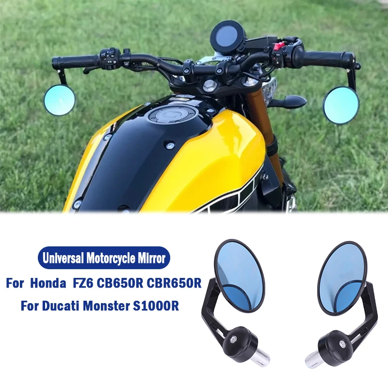 

Universal Motorcycle Bar End Mirrors Cafe Racer Side Rear View Mirror For Honda FZ6 CB650r CBR650r For Ducati Monster S1000r