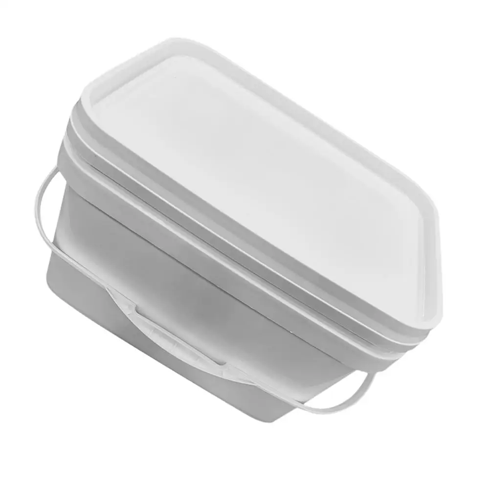 White 2.6 Gallon Paint Bucket 10L Rectangular H held Wide Mouth Container Lid for Pigment Storage Lightweight Durable PP