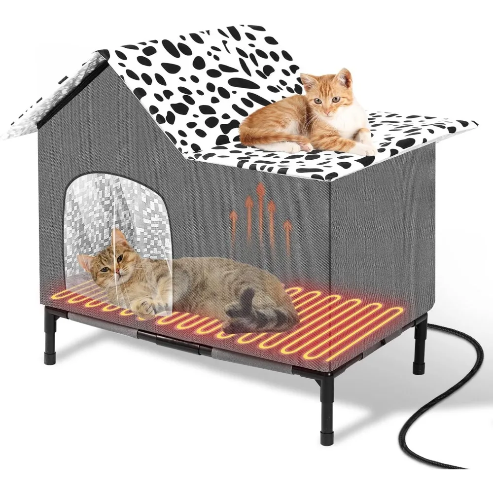 

Heated Cat Houses for Outside Cats, Winter Insulated Weatherproof Outdoor Cat Heated House Shelter