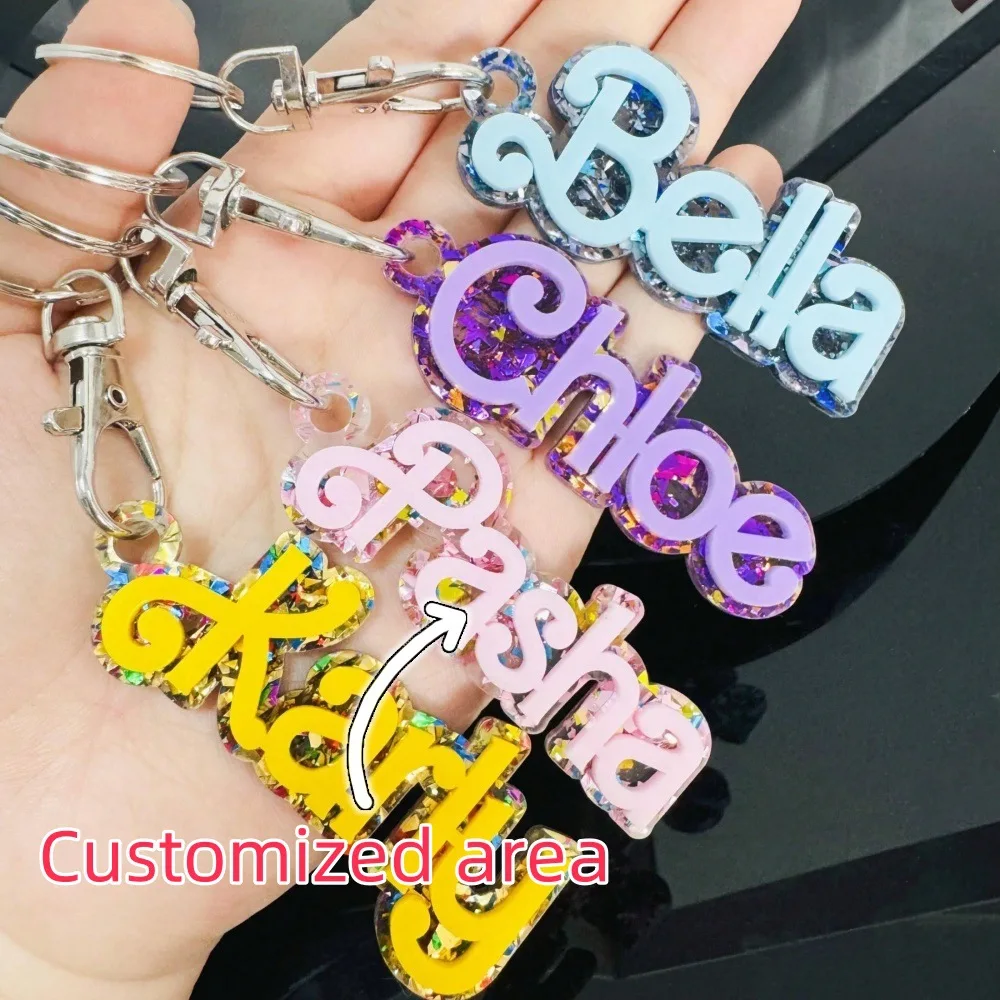 KADRUFI High Quality Custom 3D Name Fashion Keychain Colored Acrylic Nameplate Personalized Backpack Pendant Label Key Chain