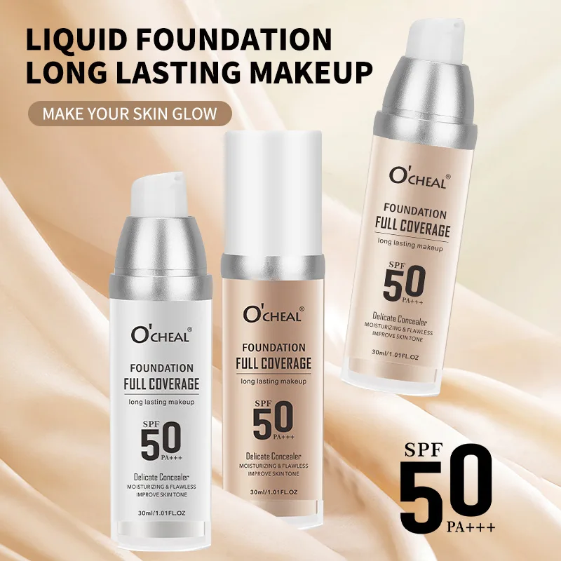OCHEAL SPF50 Color Changing Foundation Concealer - Waterproof Long Lasting Brightening Base for Stage Festival Party Daily Use