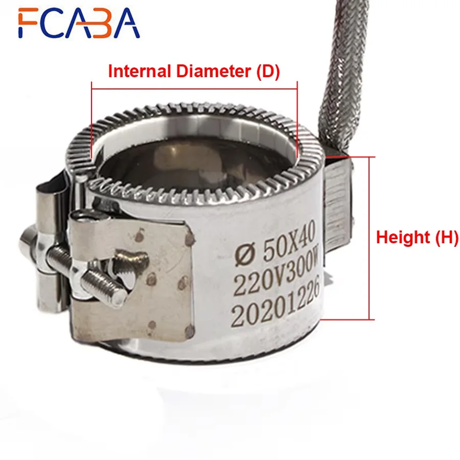 FCABA 50mm Inner Diameter 30~50 Height Ceramic Band Heater 110V/220V/380V 200W/250W/280W/320W/350W Heating Element